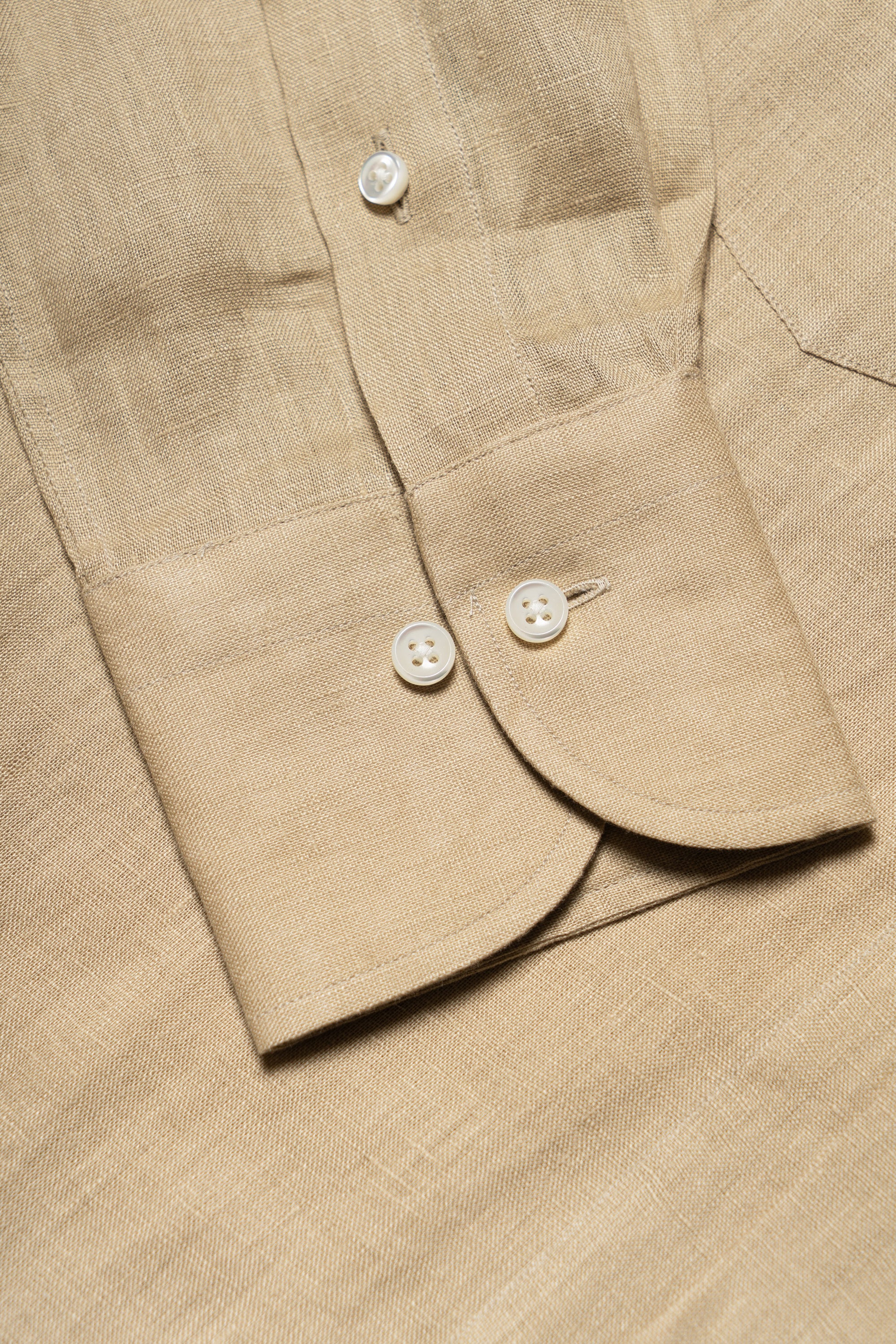 Olive Cuban Collar Linen Shirt #XS42