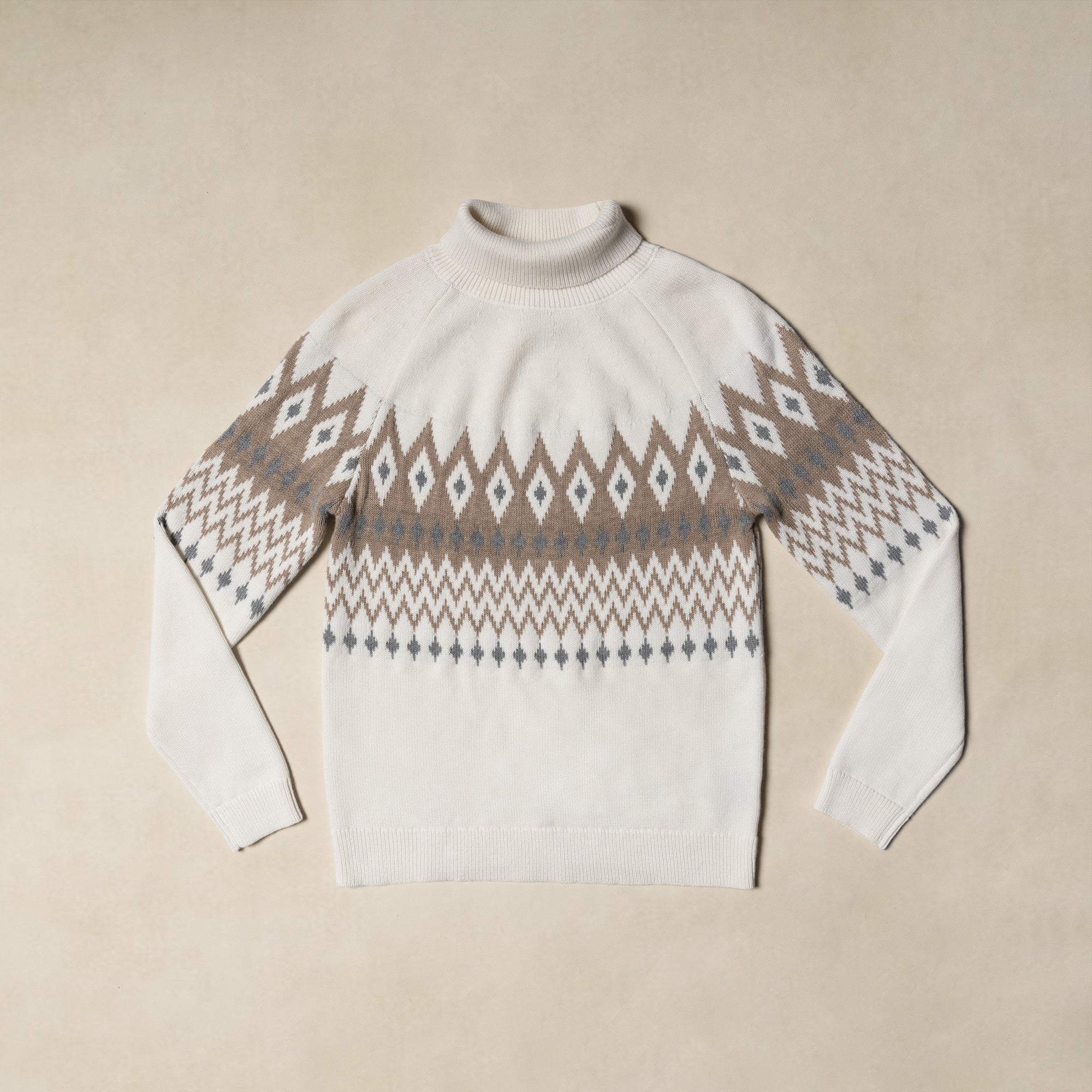 White Navajo Roll Neck Jumper