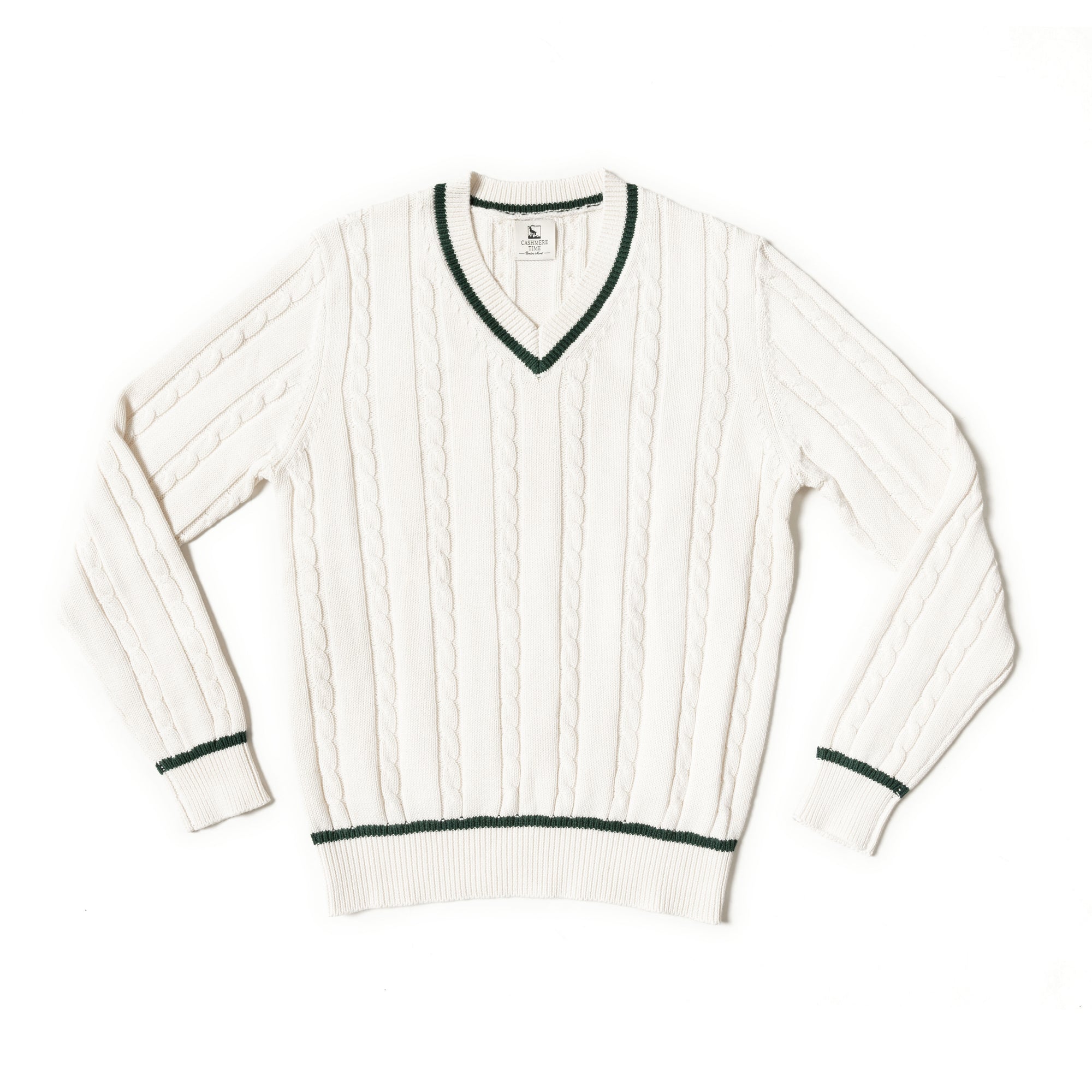 White Ivy V Neck Cable Knit Jumper
