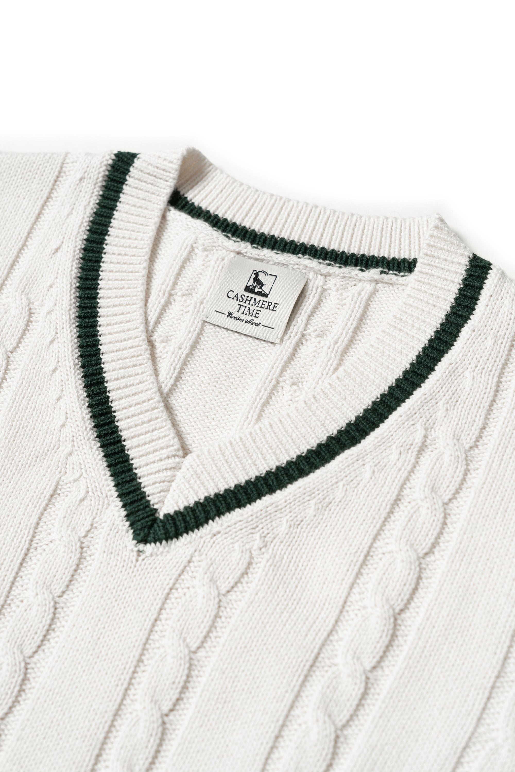 White Ivy V Neck Cable Knit Jumper