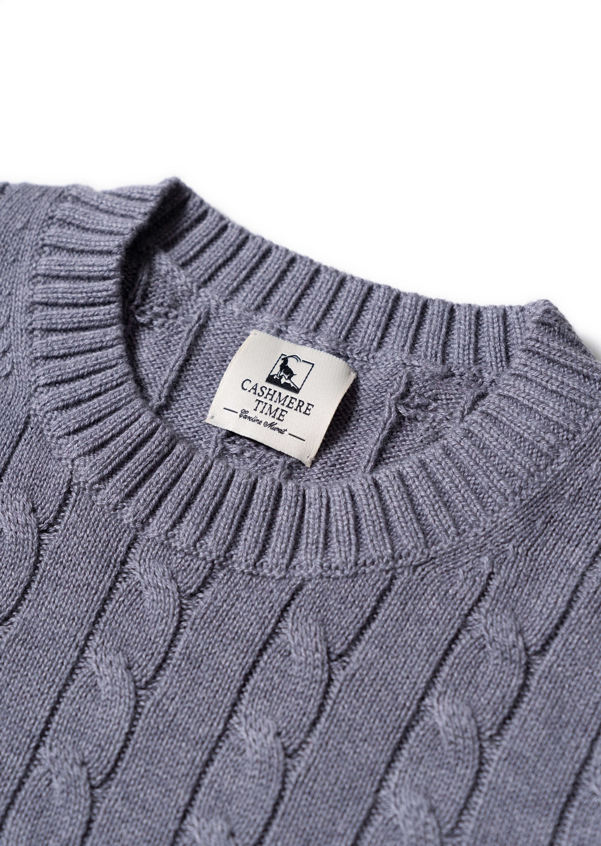 Violet Crew Neck Cable Knit Jumper