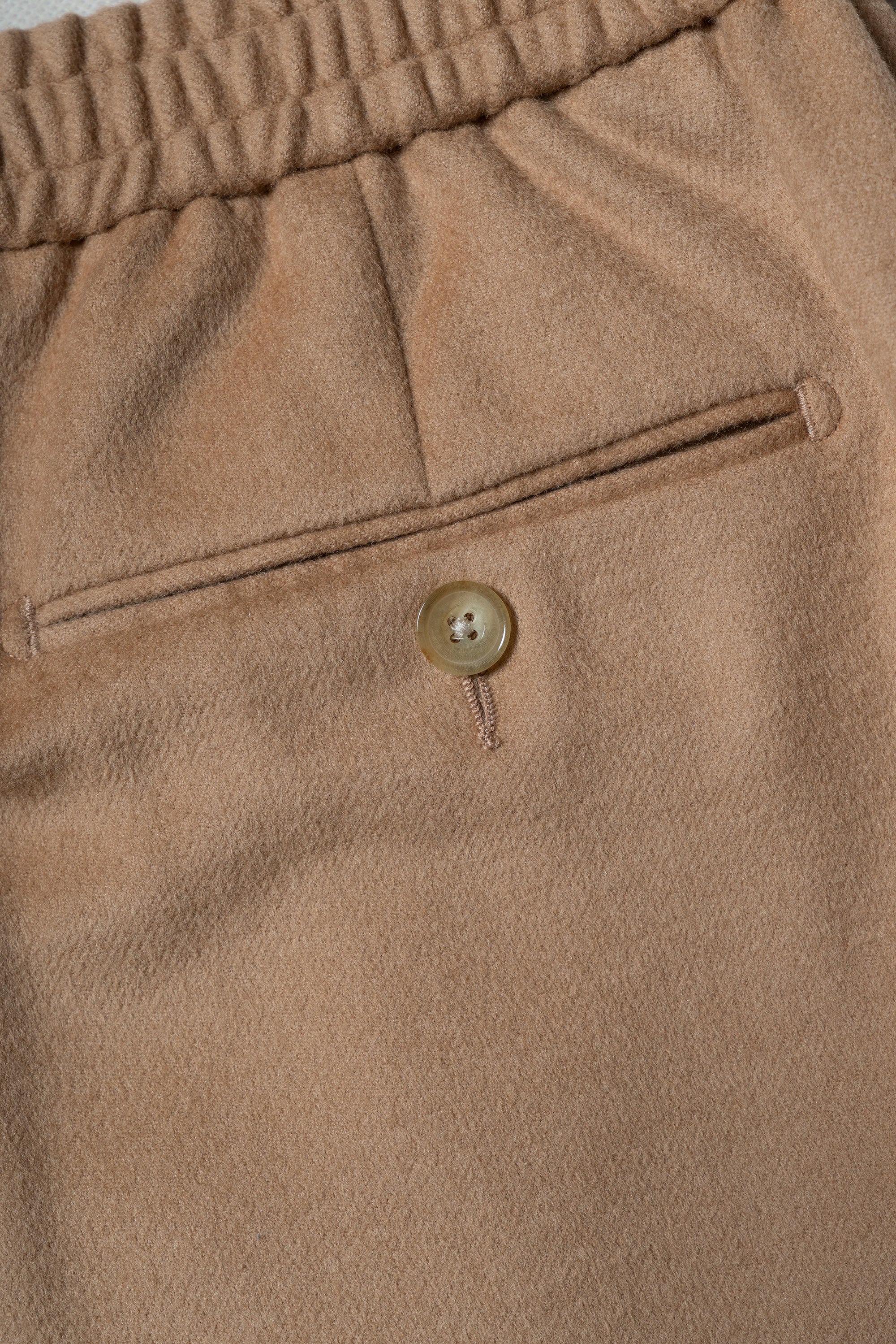 Camel Silk Wool Blending Drawstring Trousers