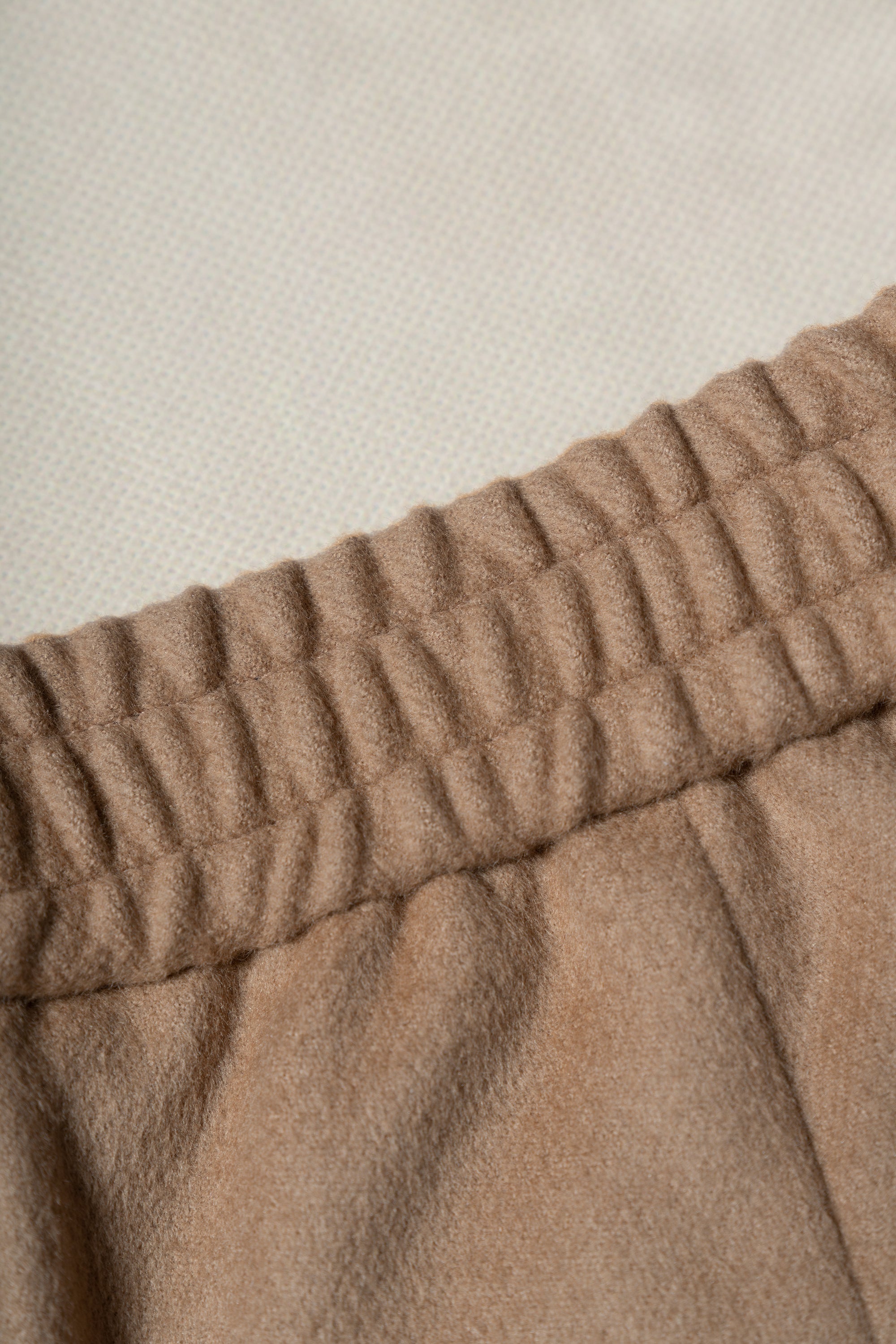 Camel Silk Wool Blending Drawstring Trousers