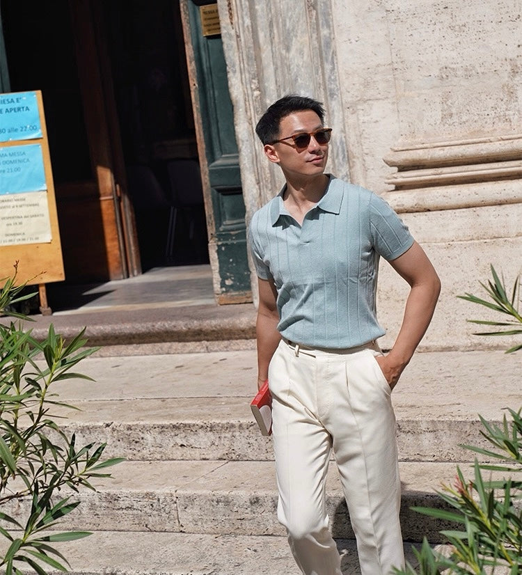 Emerald / Navy / Coral Cotton Blending Knitted Polo