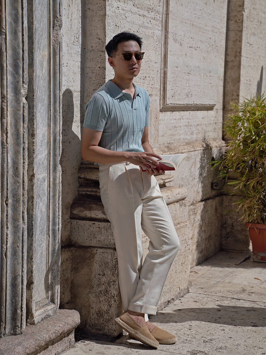 Emerald / Navy / Coral Cotton Blending Knitted Polo