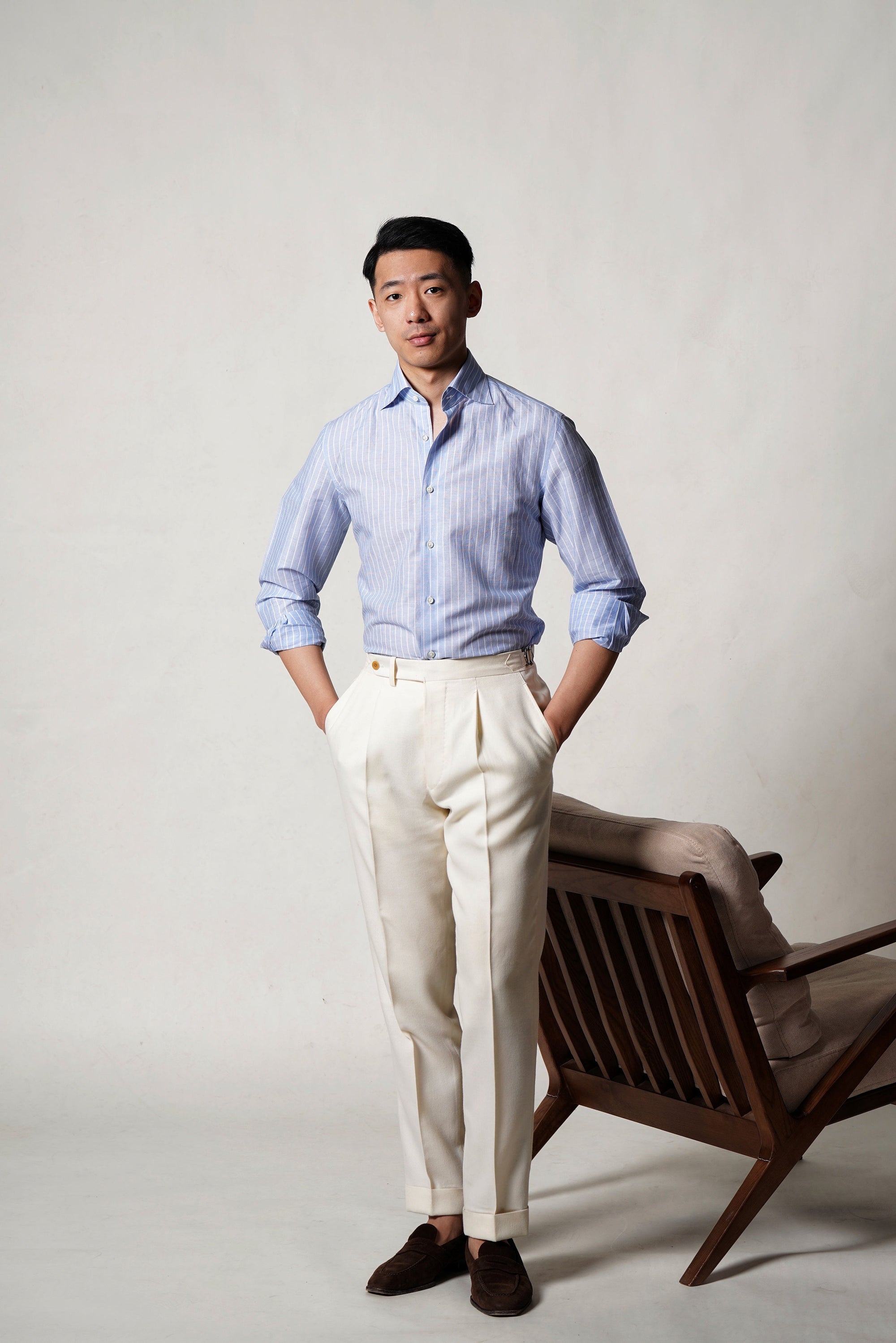 Pale Blue Stripe Blending Shirt