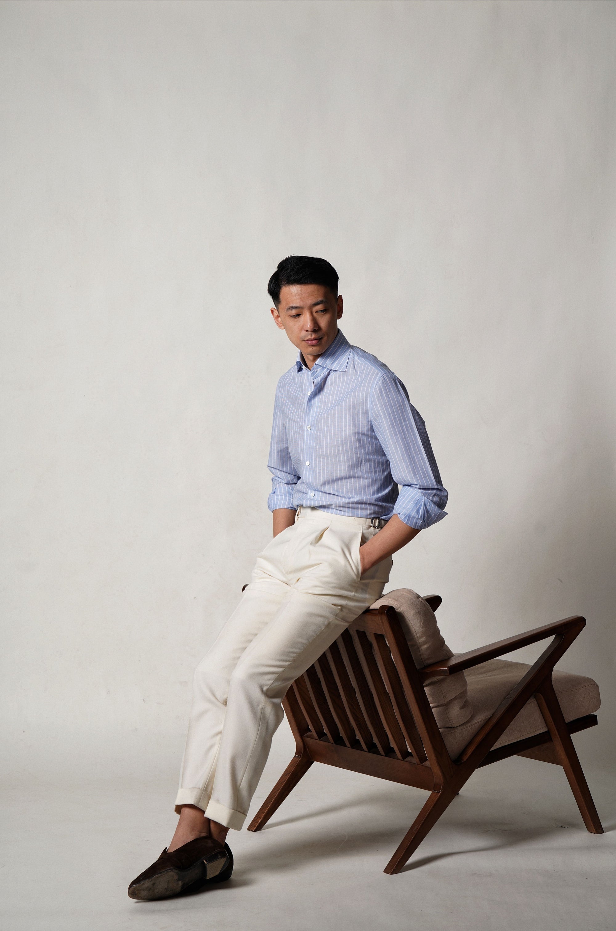 Pale Blue Stripe Blending Shirt