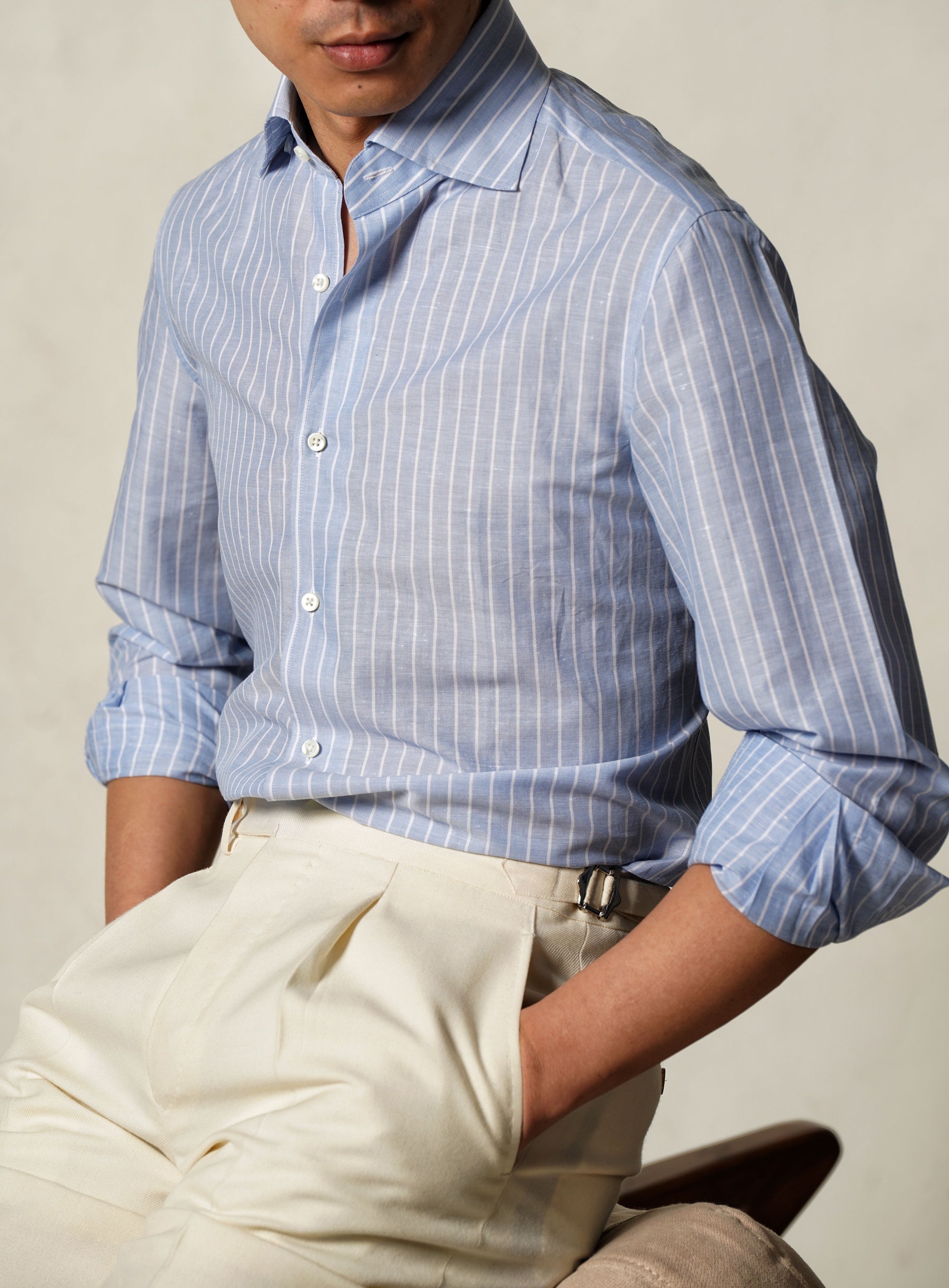 Pale Blue Stripe Blending Shirt
