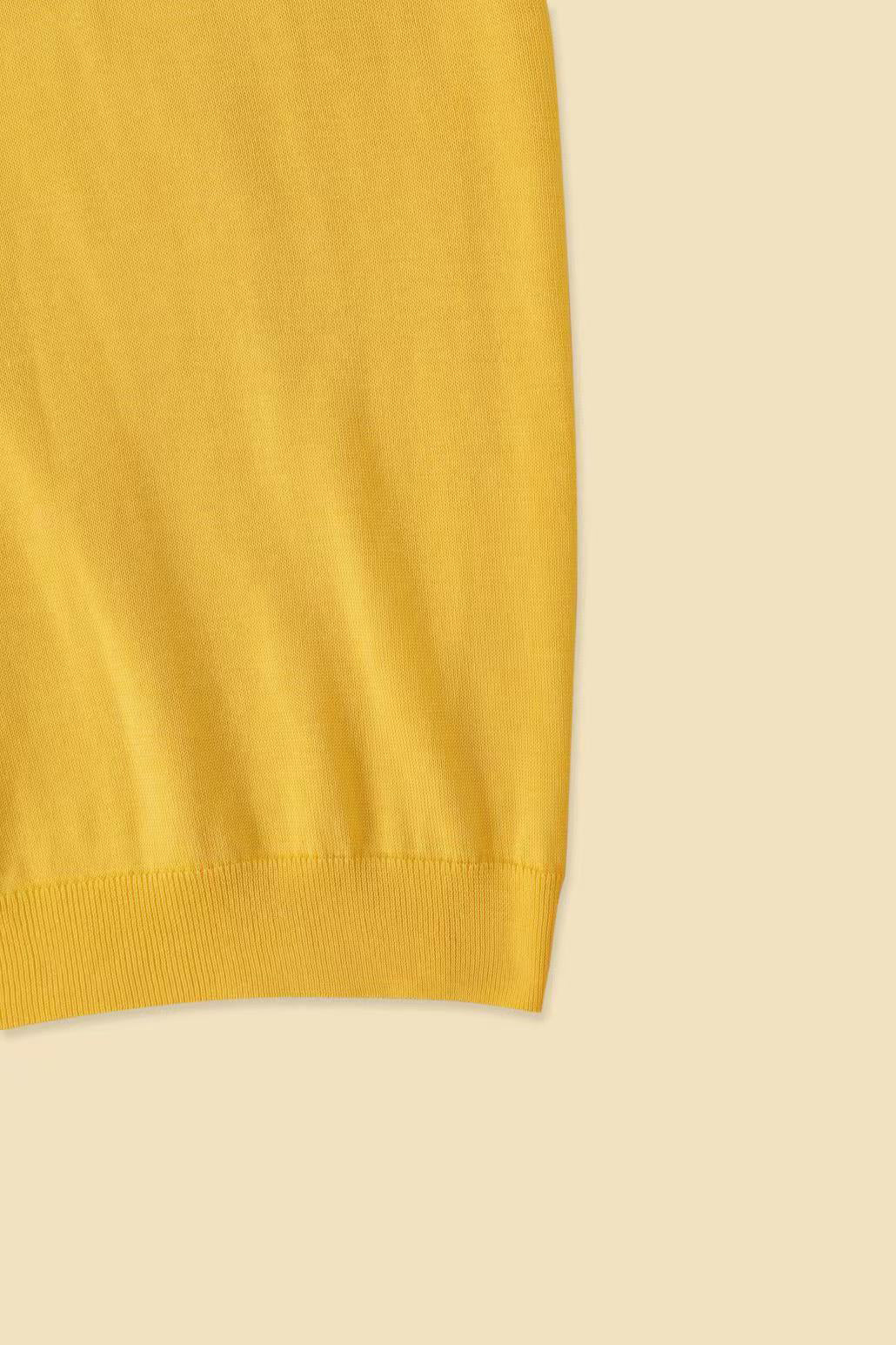 Lemon / Sky Blue Cotton Linen Knitted Polo