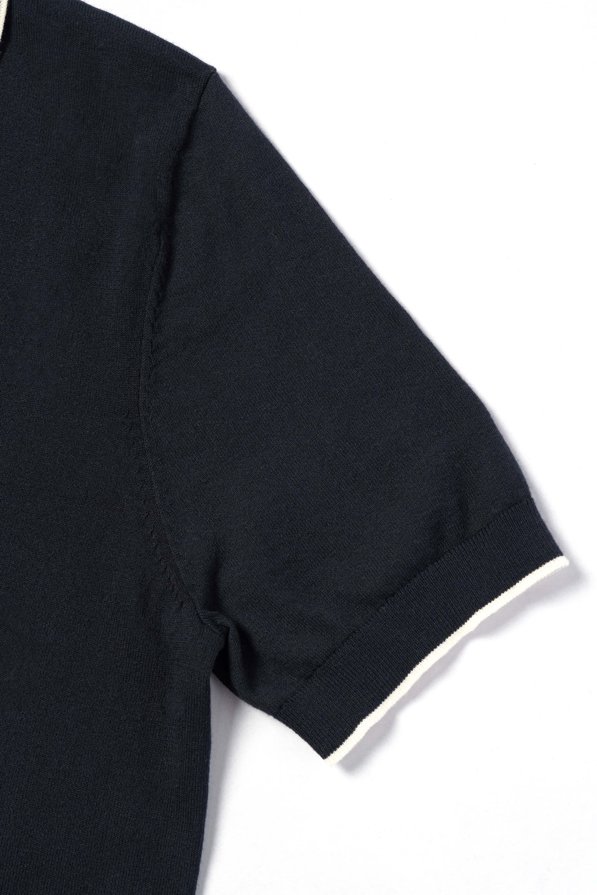 Emerald / Navy / White Cotton Cashmere Knitted Polo