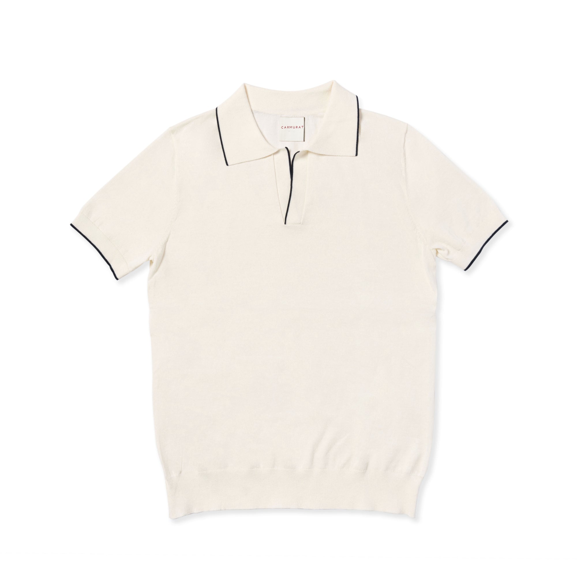 Emerald / Navy / White Cotton Cashmere Knitted Polo