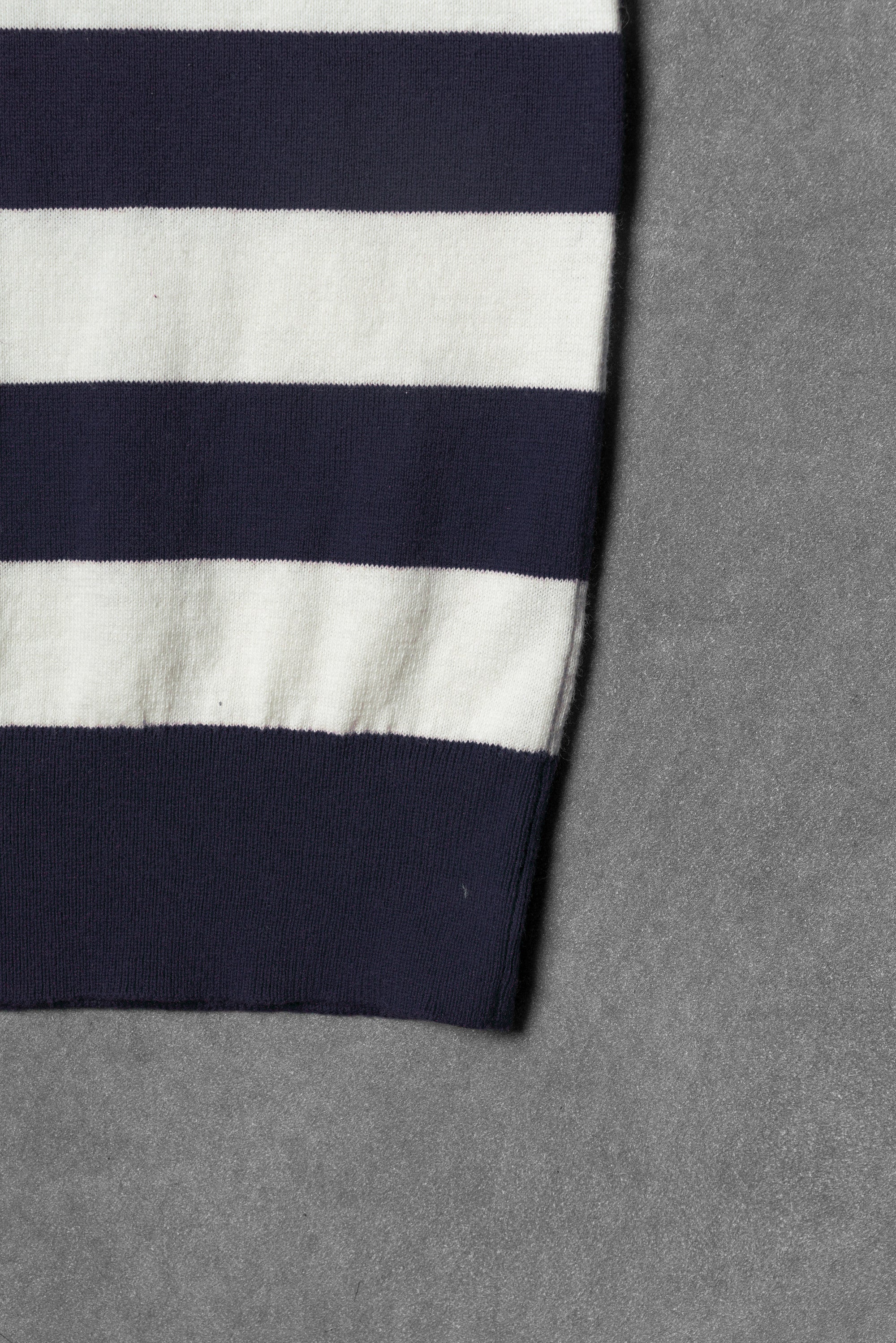 Navy / Tobacco Cotton Cashmere Knitted Breton Polo