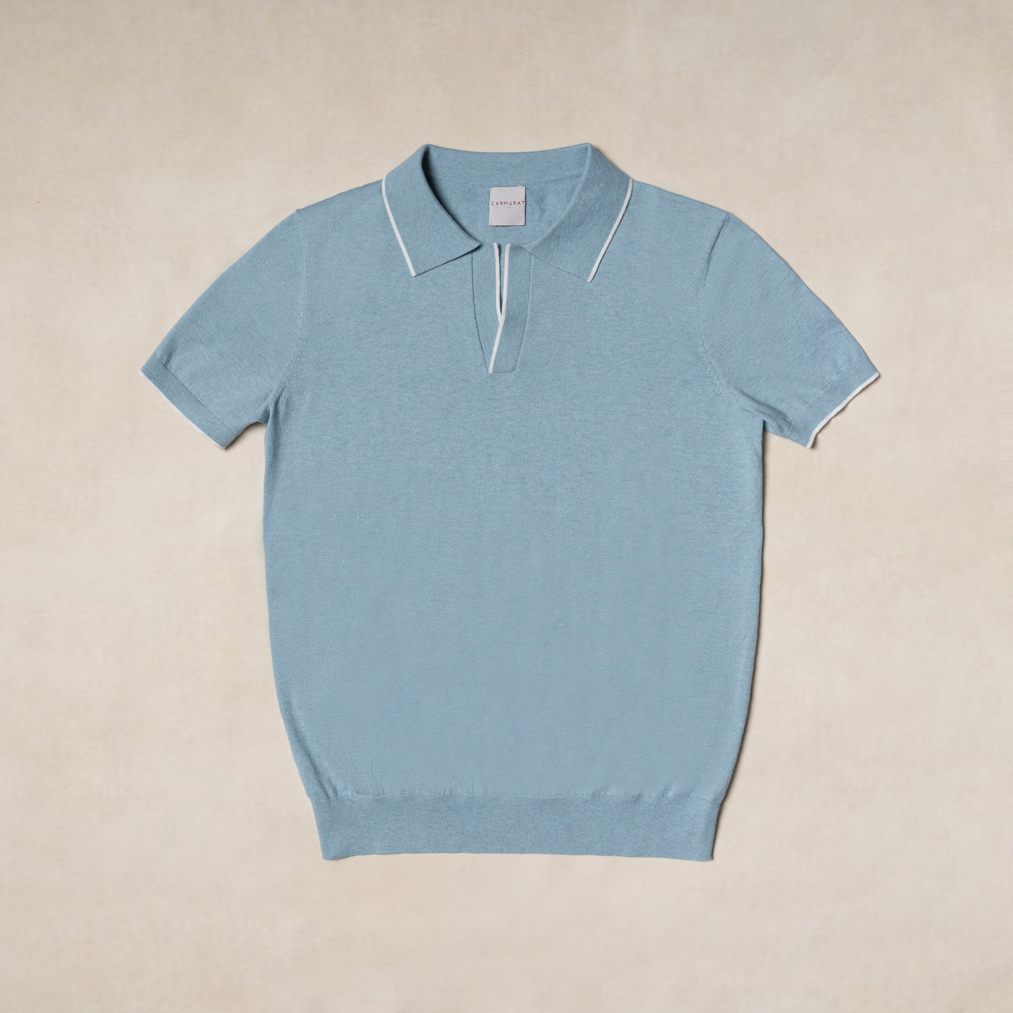 Emerald / Navy / White Cotton Cashmere Knitted Polo