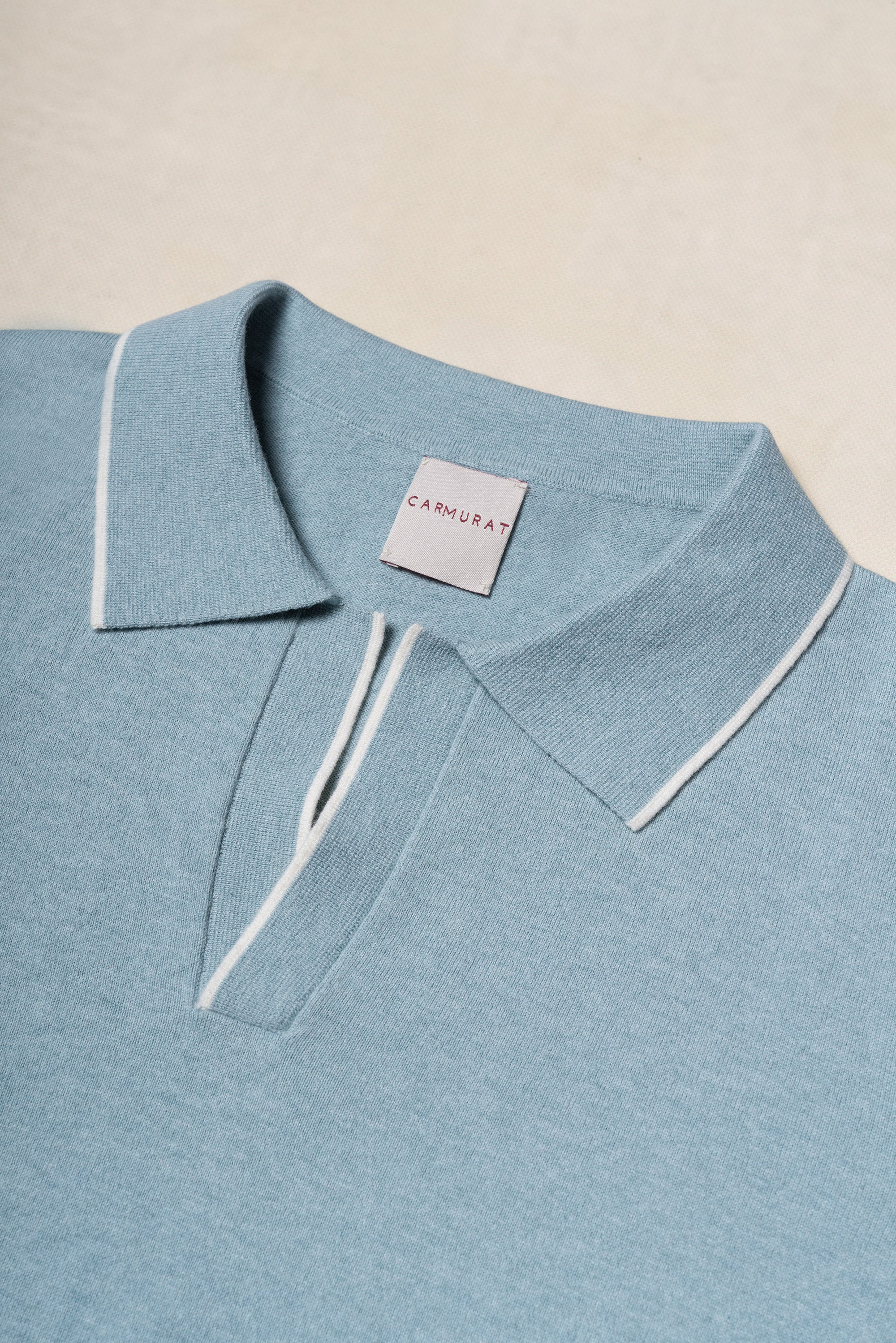 Emerald / Navy / White Cotton Cashmere Knitted Polo