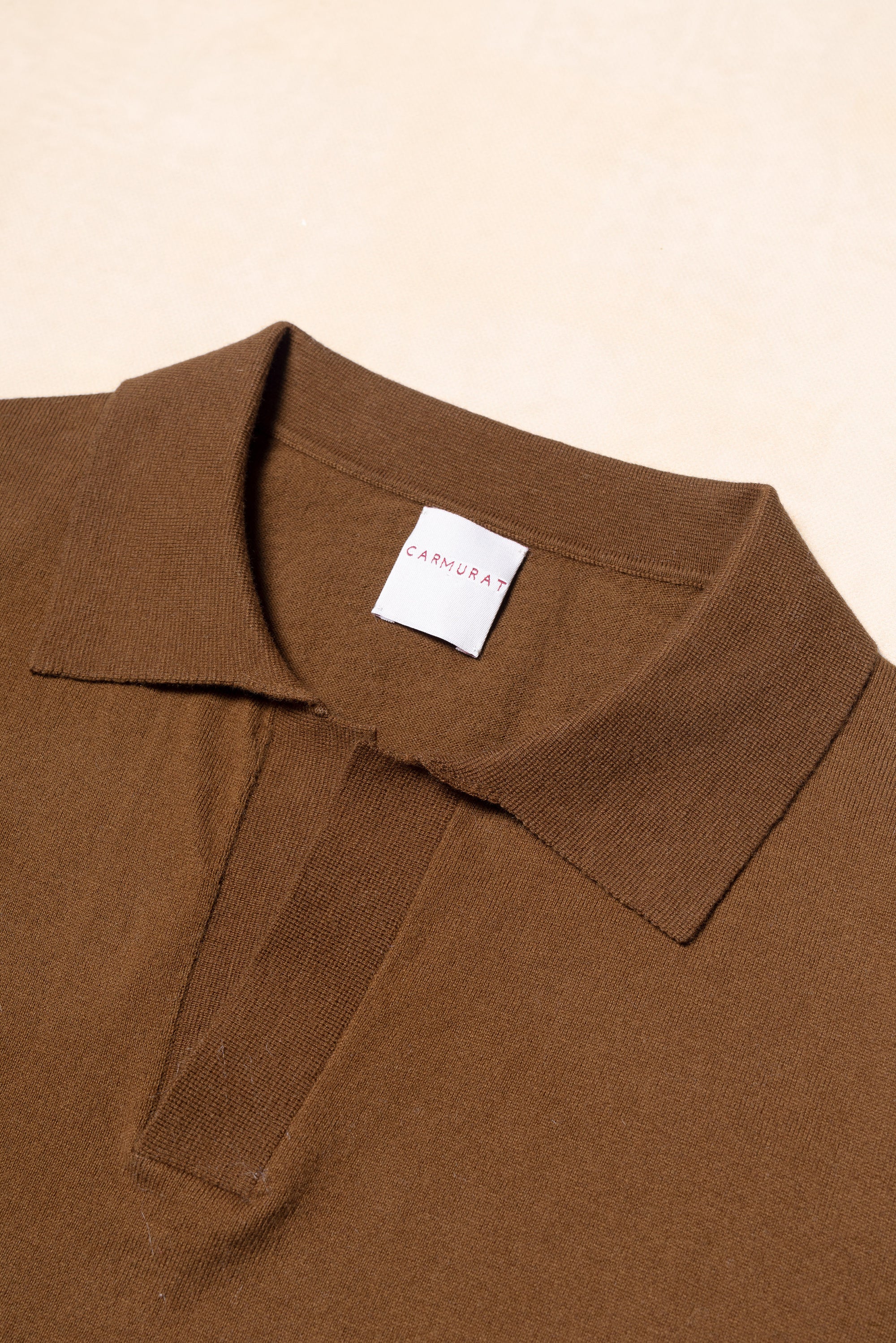 Tobacco Cotton Cashmere Knitted Polo