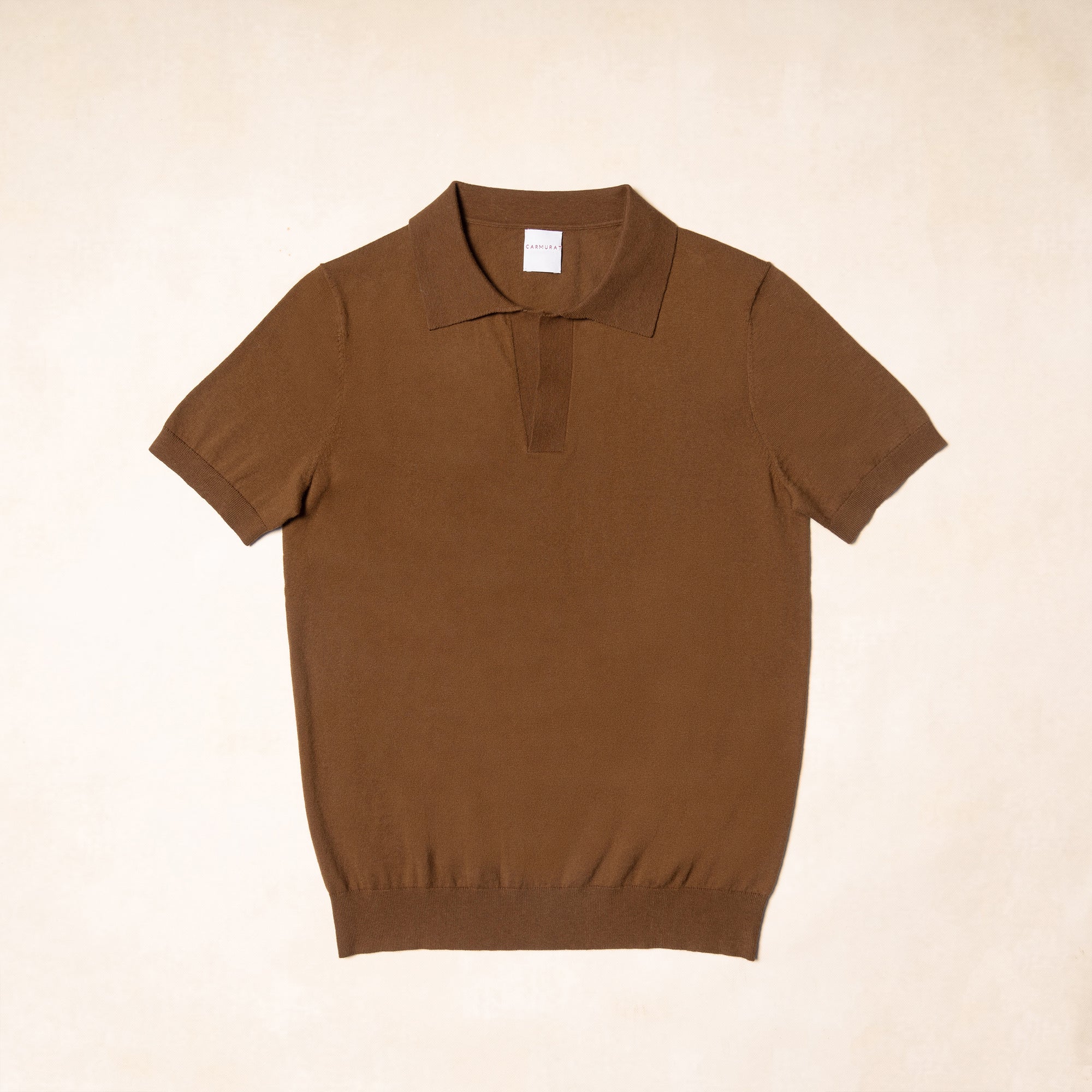 Tobacco Cotton Cashmere Knitted Polo