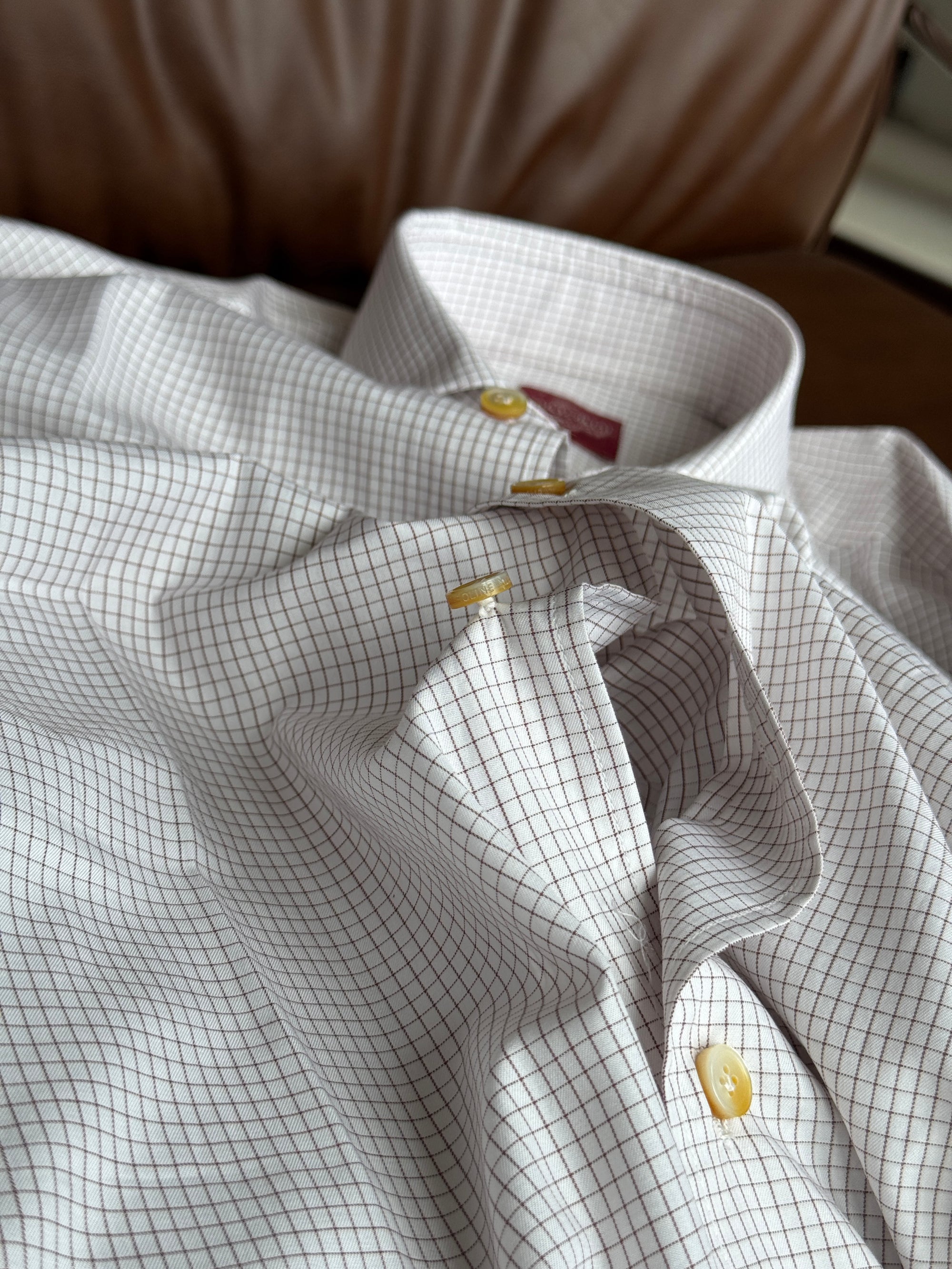 MTO Hand-stitched Mocha Graph Check Shirt #40